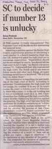 The case of the number 13 before the Supreme Court of India