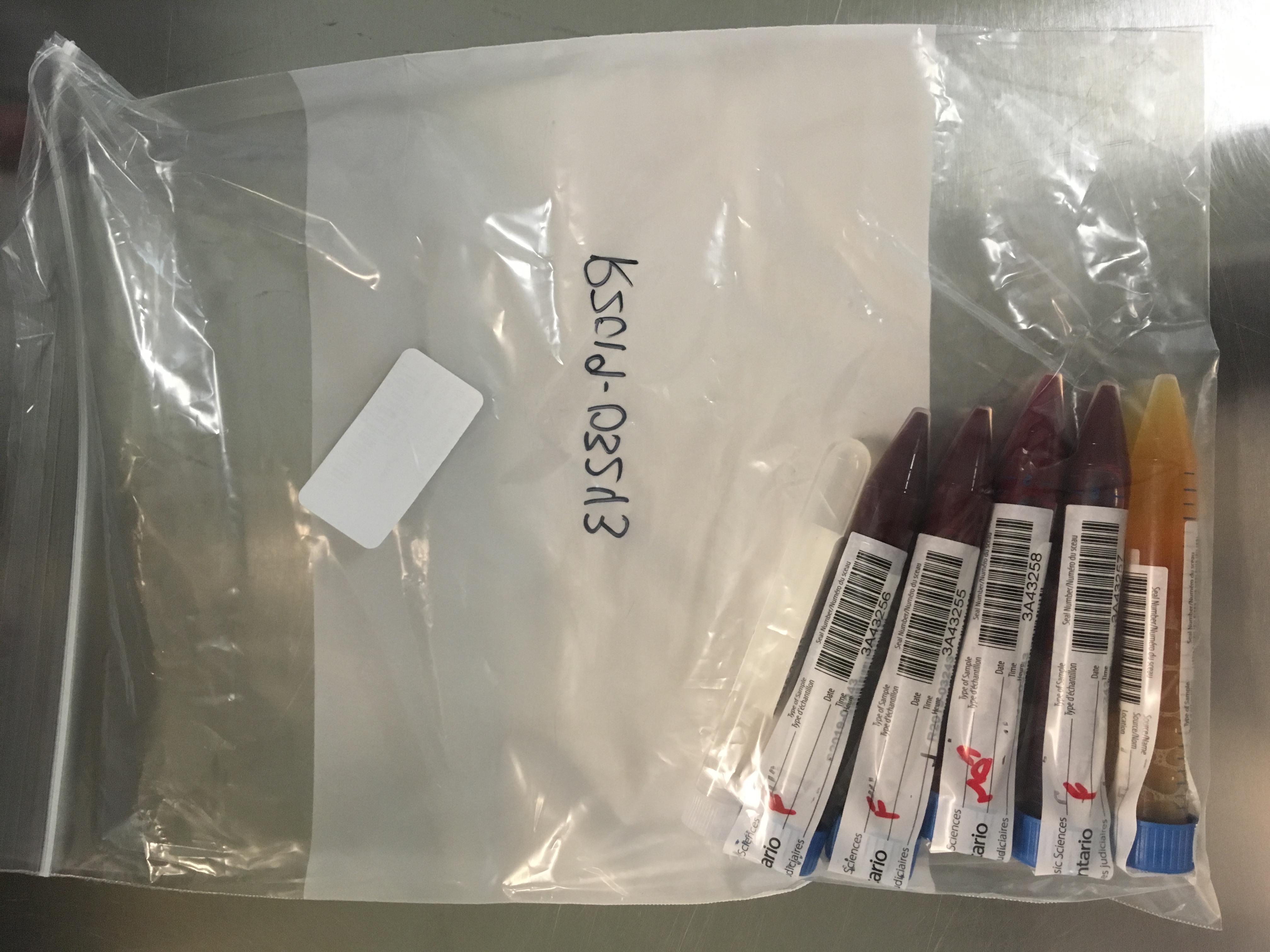 Figure 3. Sealed tubes in poly bag ready for transfer